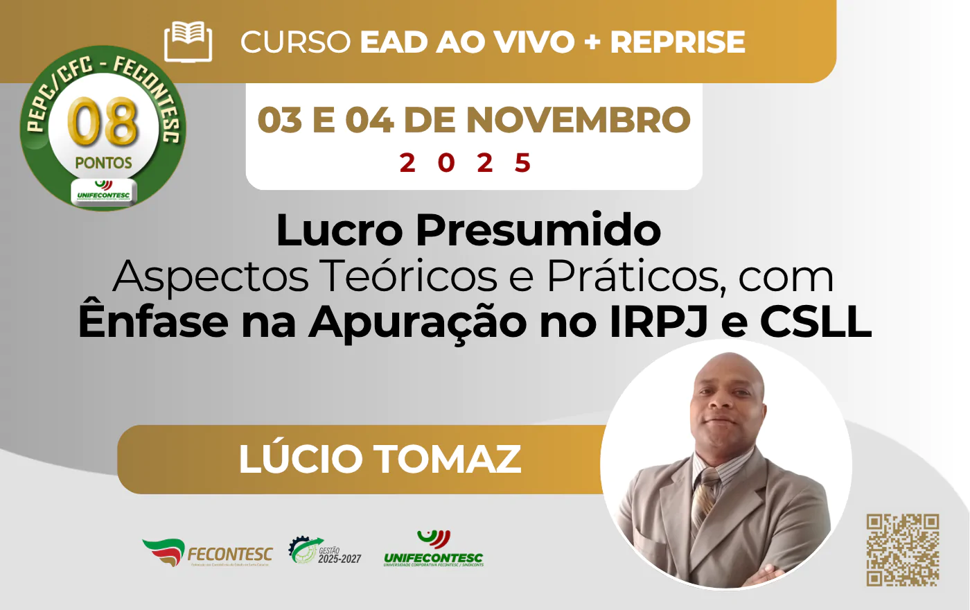 Curso Lucro Presumido (EAD) (Aspectos Teóricos e Práticos, com ênfase na apuração no IRPJ e CSLL) Curso Lucro Presumido (EAD) (Aspectos Teóricos e Práticos, com ênfase na apuração no IRPJ e CSLL)